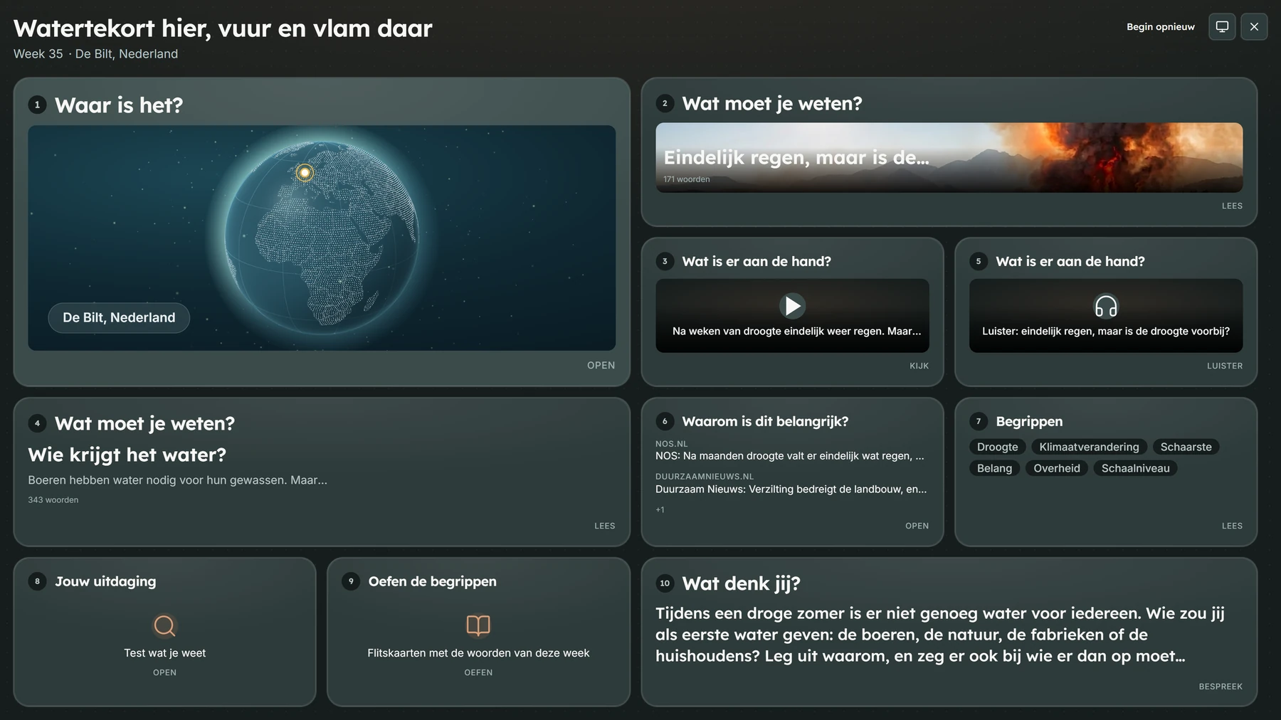 Volledige actuele les met bronnen, video en vragen in Nomade Actueel