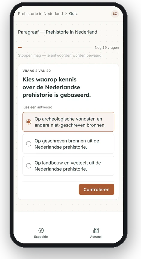 Oefenvragen van Nomade op een smartphone