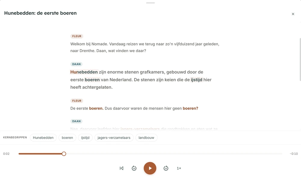 Luisterboek en podcasts bij de hoofdstukken van Nomade